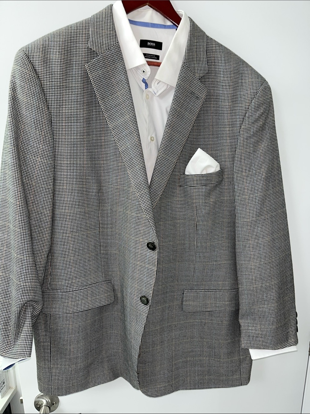 Tasso Elba Black & White Micro-Check Sport Coat